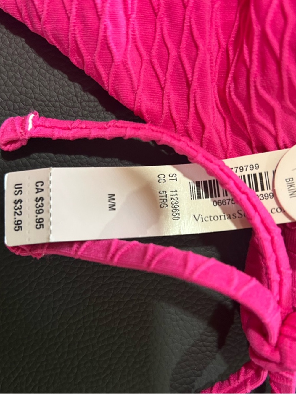 Victoria's Secret Vibrant Pink Textured Bikini Set 36C/Medium - Picture 4 of 7